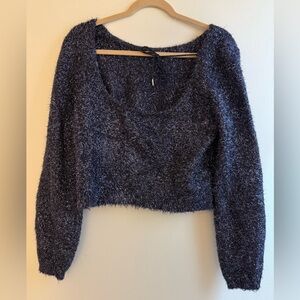 Anthropologie Shimmering Navy Sweater
